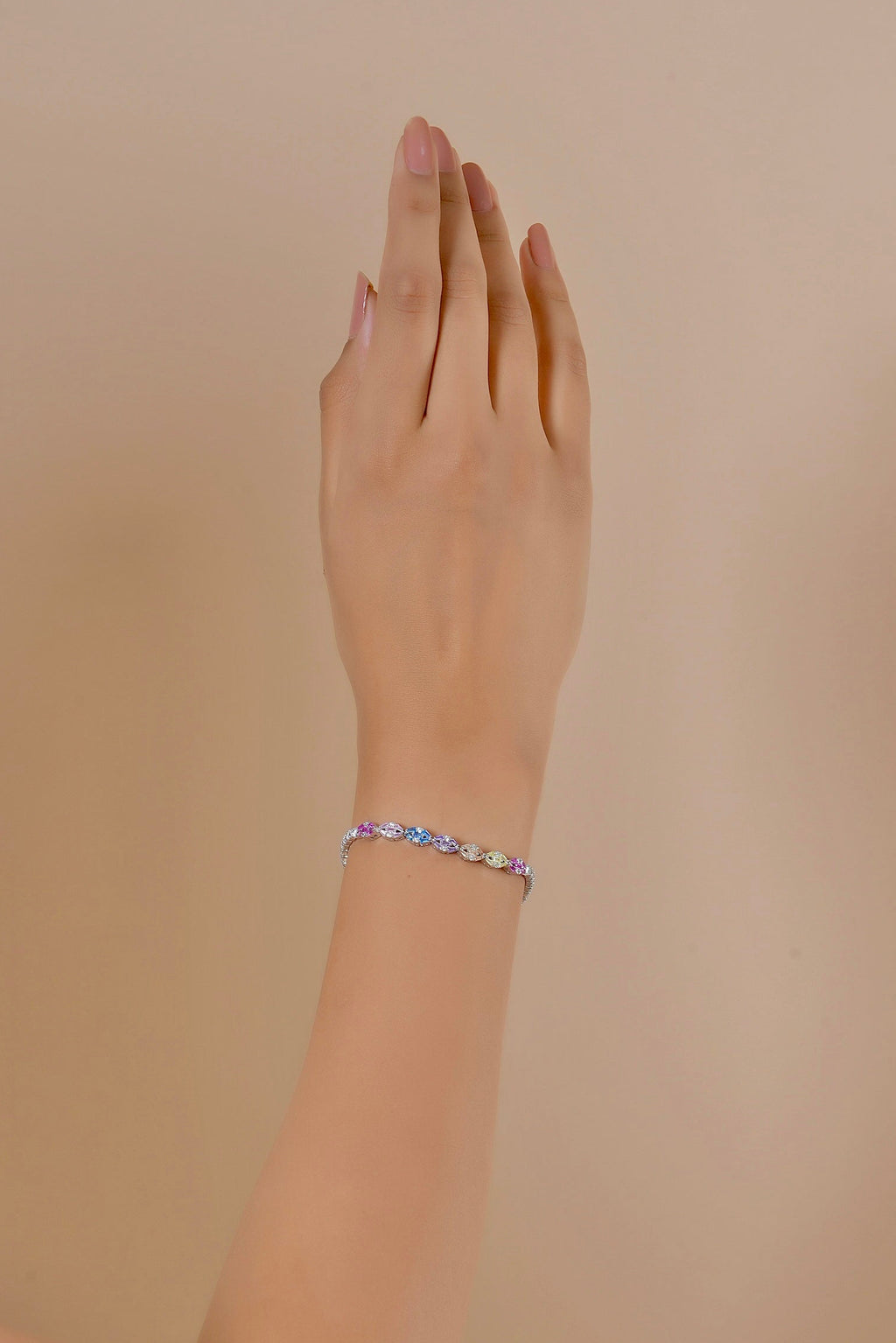 Rainbow Navette Cluster Bracelet