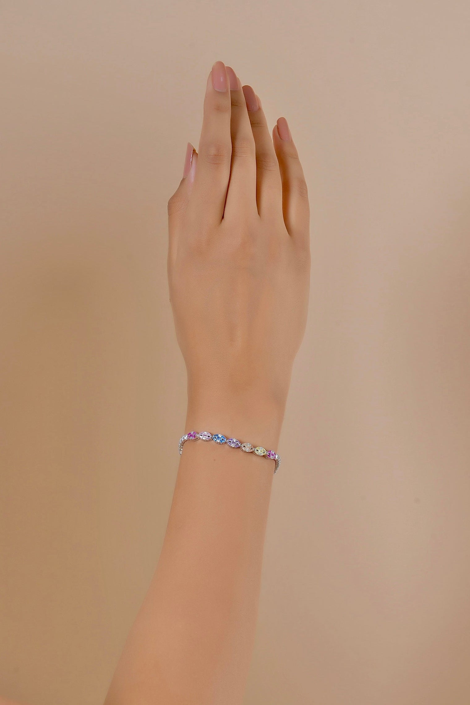 Rainbow Navette Cluster Bracelet