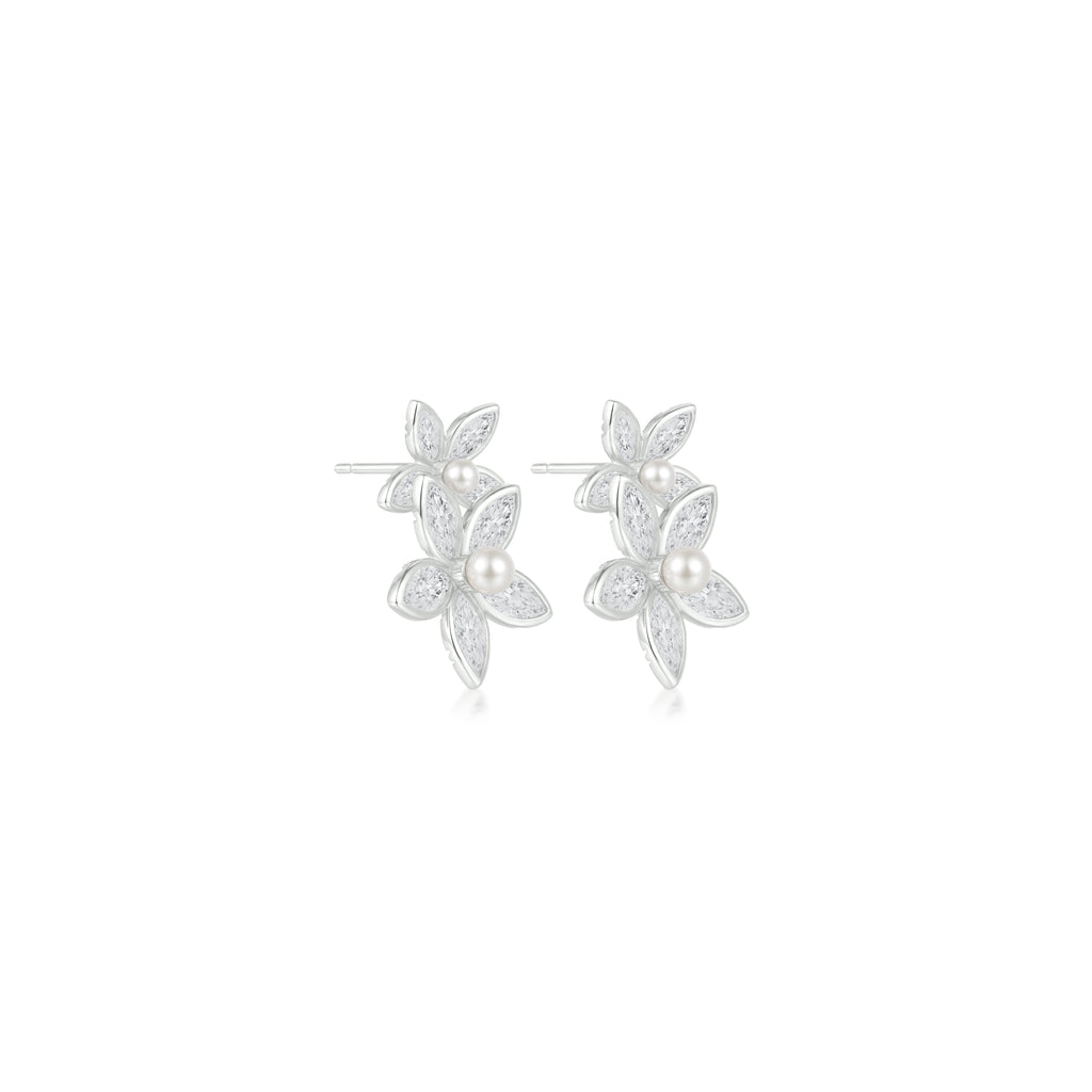 Double Bloom Pearl Earrings