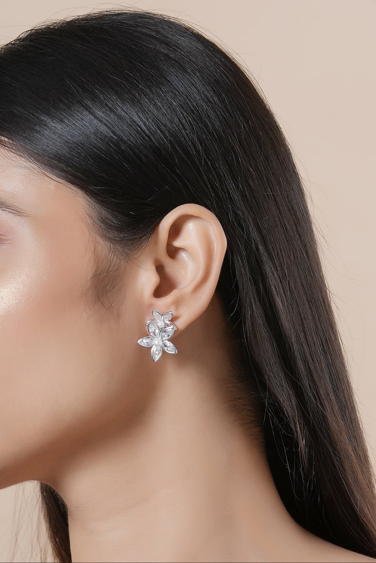 Double Bloom Pearl Earrings