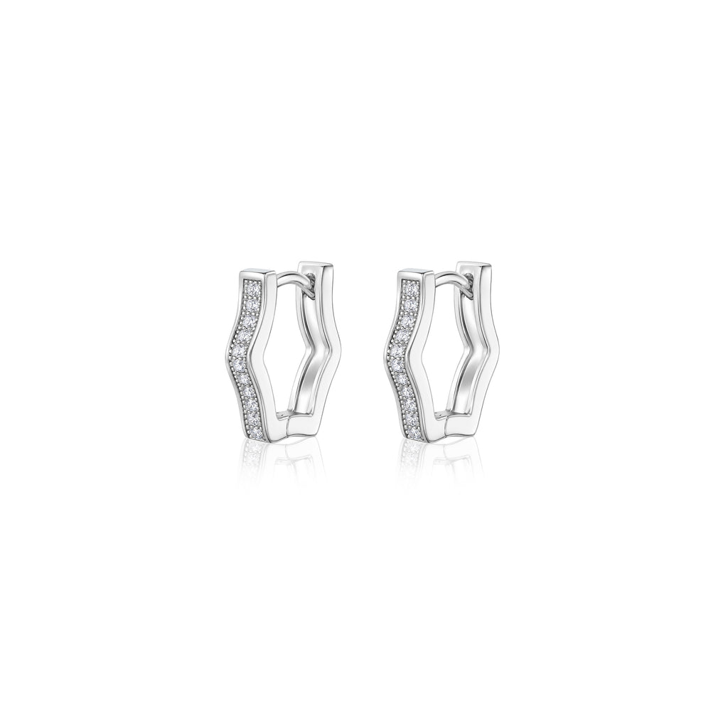 Hex Pavé Huggies