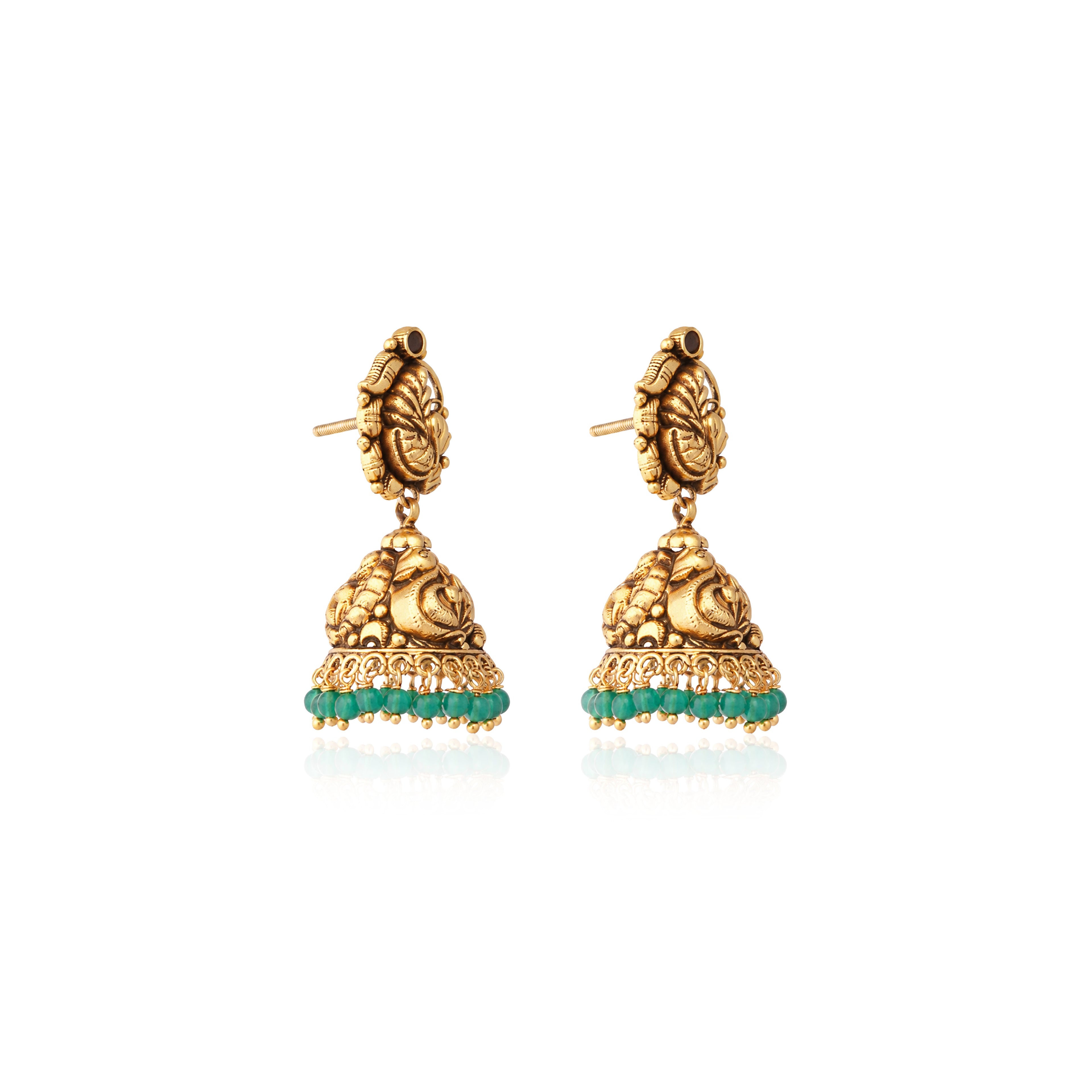 Mayura Emerald Jhumka Earrings