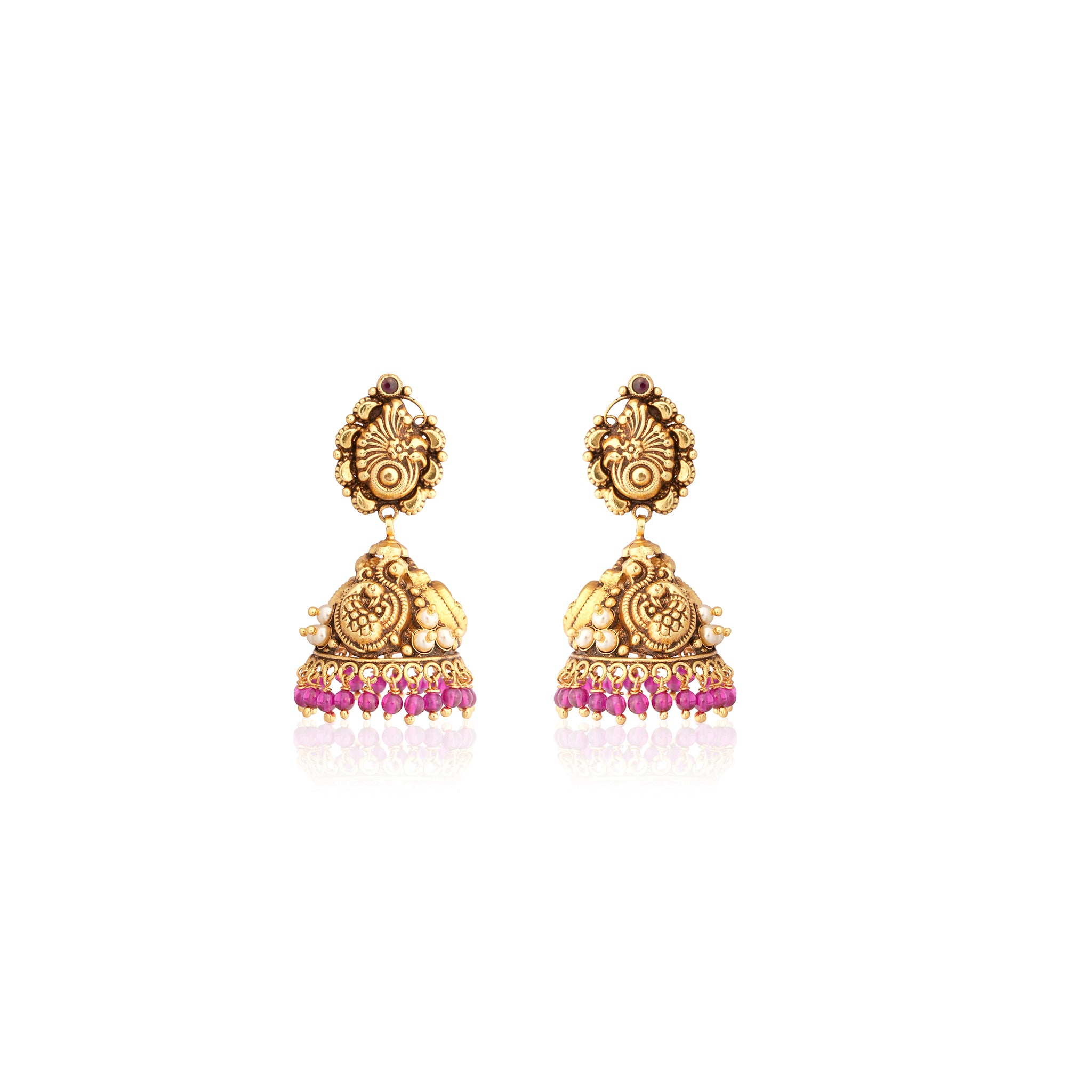 Mayura Ruby Jhumka Earrings