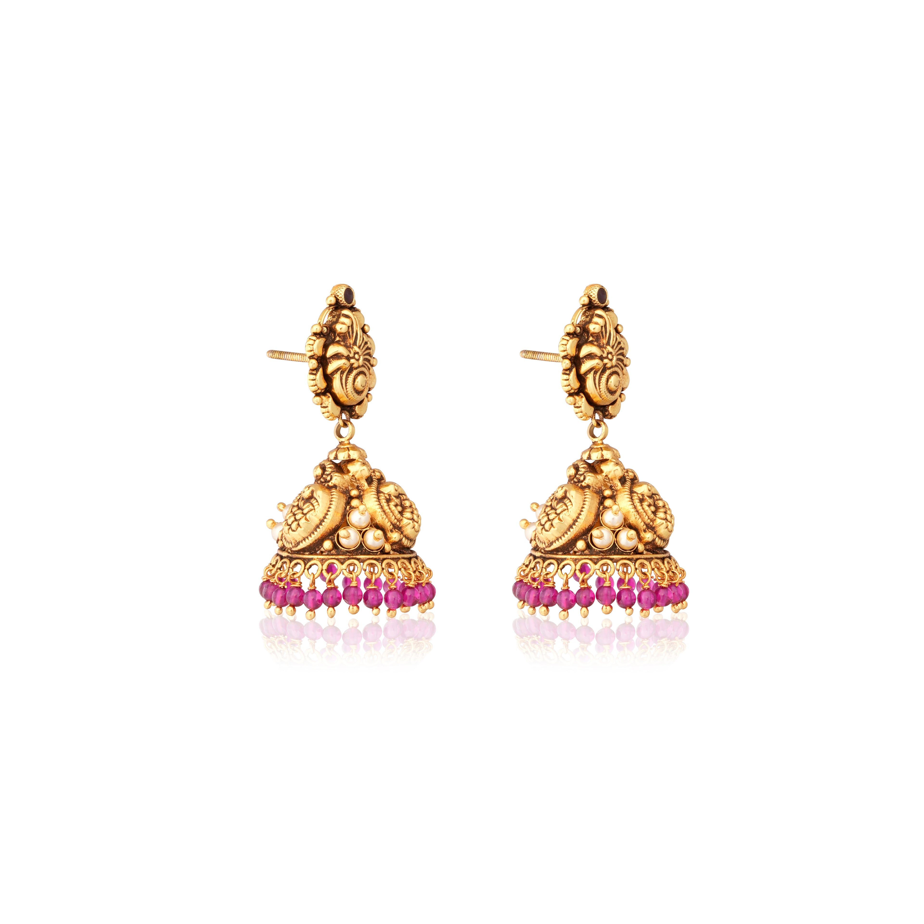 Mayura Ruby Jhumka Earrings