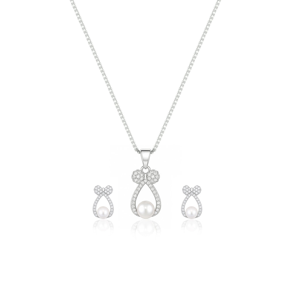 Pearl Bow Pendant Set