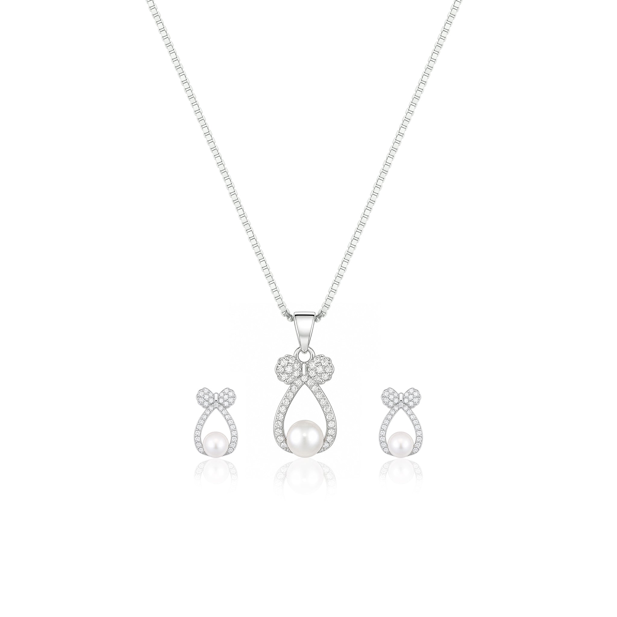 Pearl Bow Pendant Set