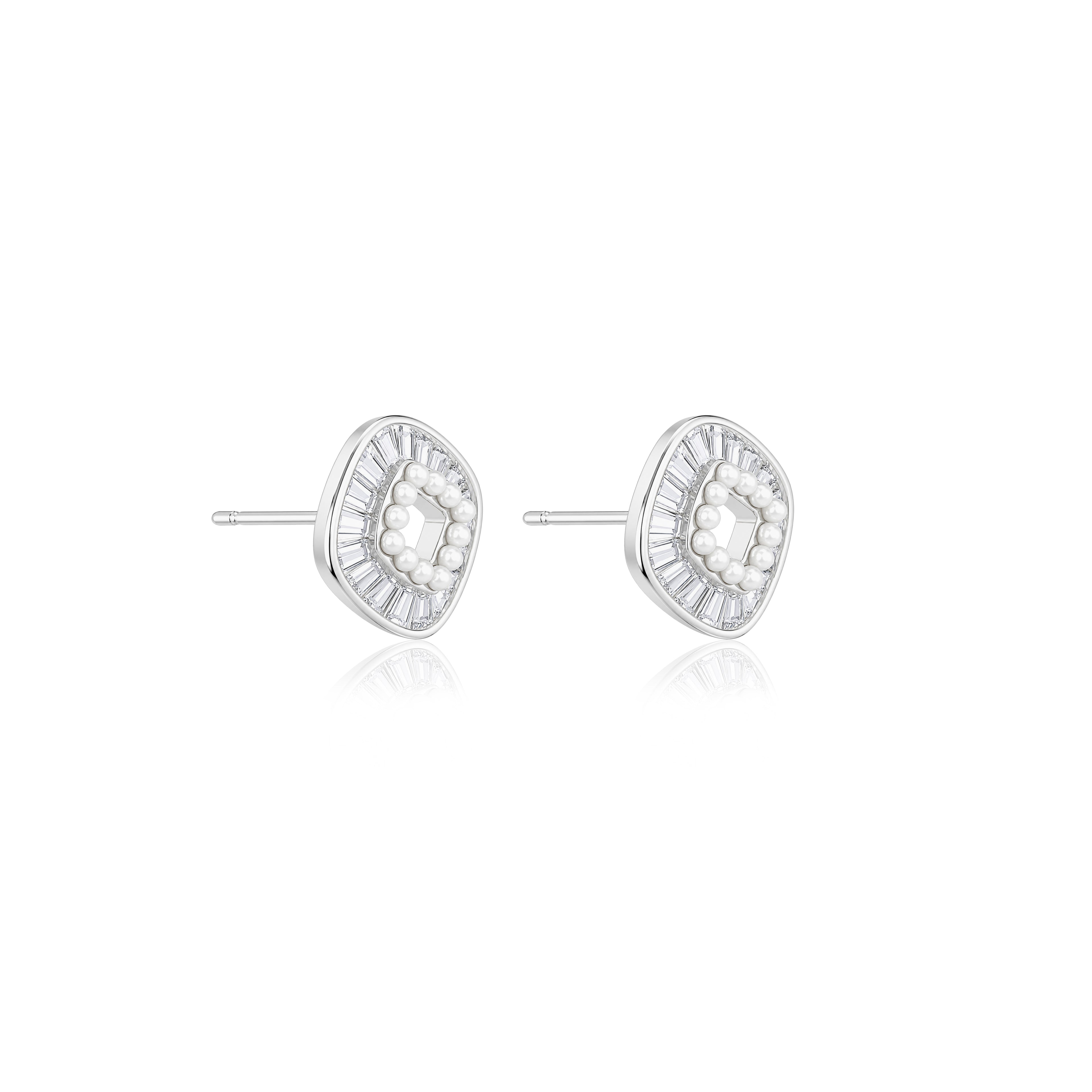 Pearl & Baguette Square Studs