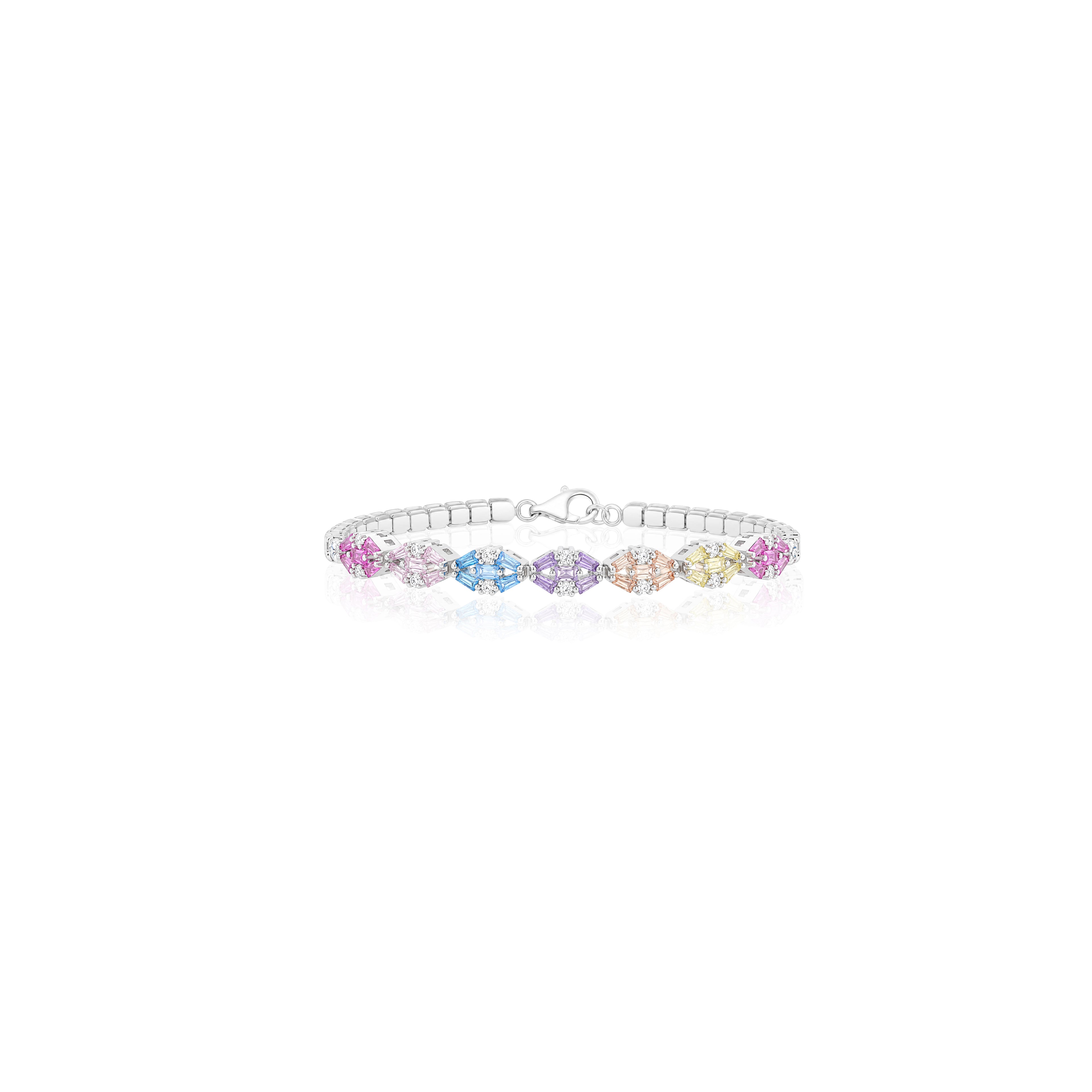 Rainbow Navette Cluster Bracelet