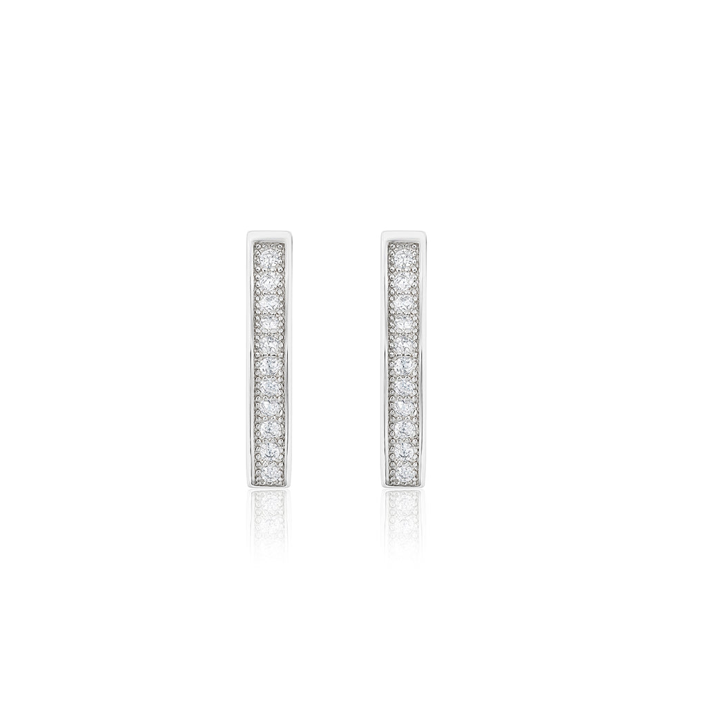 Rectangular Pavé Huggies