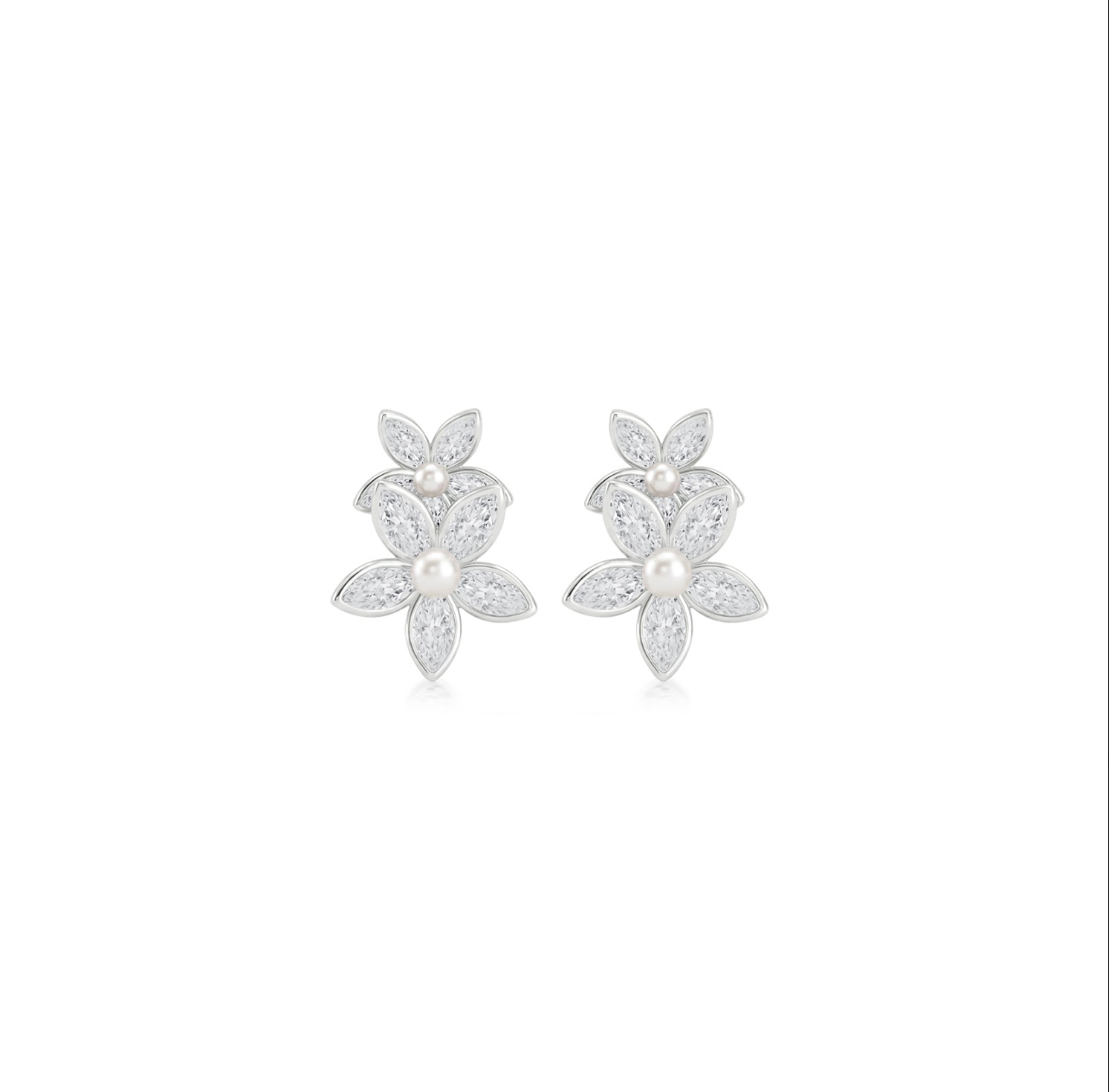 Double Bloom Pearl Earrings